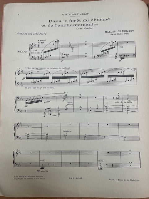 Marcel Grandjany Dans la forêt du Charme et de l'Enchantement - Conte de fée pour harpe-3000 partitions, livres et vinyles d'occasion en vente sur notre site internet gastonmusicclub.fr Gaston Music Store