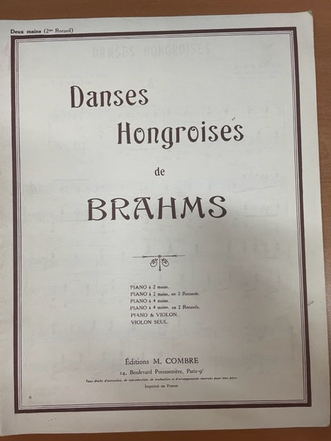 Johannes Brahms Danses hongroises n°6 à 10 pour piano- 3000 partitions, livres et vinyles d'occasion en vente sur notre site internet gastonmusicclub.fr Gaston Music Store