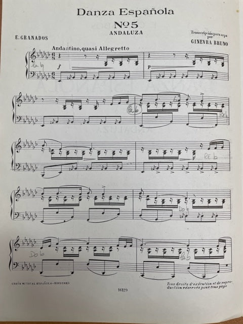 E.Granados Danza española n°5: Andaluza partition pour harpe-3000 partitions, livres et vinyles d'occasion en vente sur notre site internet gastonmusicclub.fr Gaston Music Store