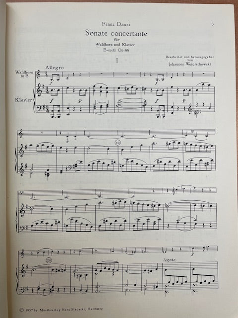 Franz Danzi Sonate concertante opus 44 pour cor anglais et piano-3000 partitions, livres et vinyles d'occasion en vente sur notre site internet gastonmusicclub.fr Gaston Music Store