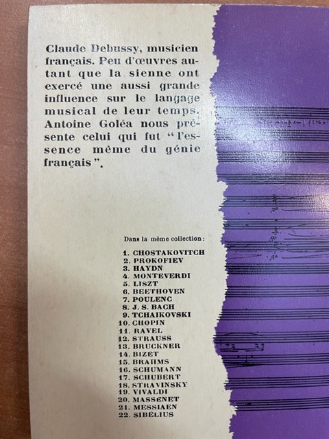 Claude Debussy livre de Golea Antoine-3000 partitions, livres et vinyles d'occasion en vente sur notre site internet gastonmusicclub.fr Gaston Music Store