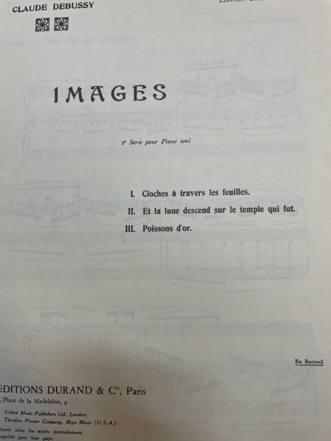 Claude Debussy Images 2e série partition piano- 3000 partitions, livres et vinyles d'occasion en vente sur notre site internet gastonmusicclub.fr Gaston Music Store
