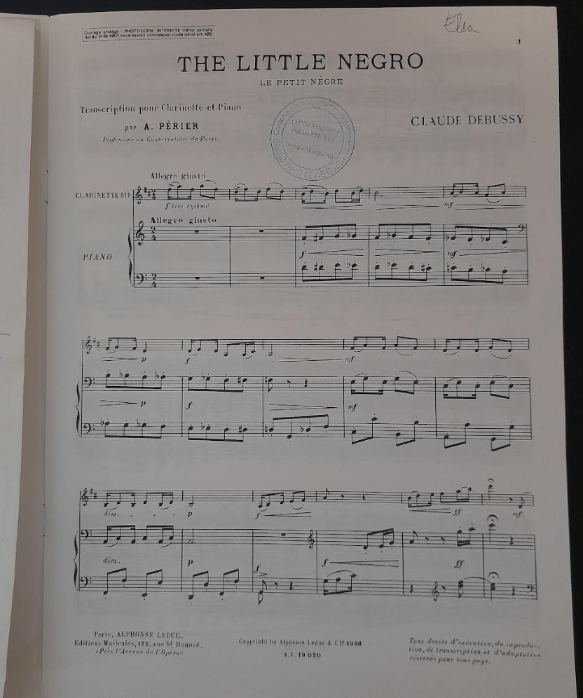 Claude Debussy Le petit nègre pour clarinette et piano-3000 partitions, livres et vinyles d'occasion en vente sur notre site internet gastonmusicclub.fr Gaston Music Store