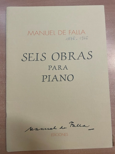 Manuel de Falla 6 obras para piano - 3000 partitions, livres et vinyles d'occasion en vente sur notre site internet gastonmusicclub.fr Gaston Music Store