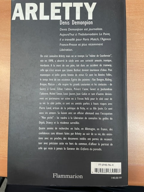 Arletty livre de Denis Demonpion-3000 partitions, livres et vinyles d'occasion en vente sur notre site internet gastonmusicclub.fr Gaston Music Store