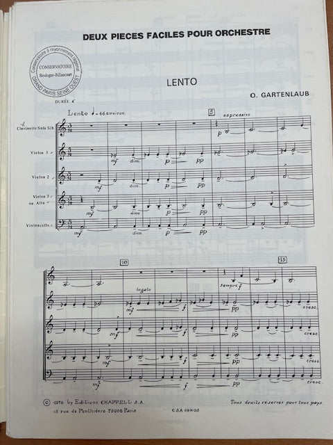 Odette Gartenlaub 2 pièces faciles pour orchestre - Degré préparatoire -3000 partitions, livres et vinyles d'occasion en vente sur notre site internet gastonmusicclub.fr Gaston Music Store