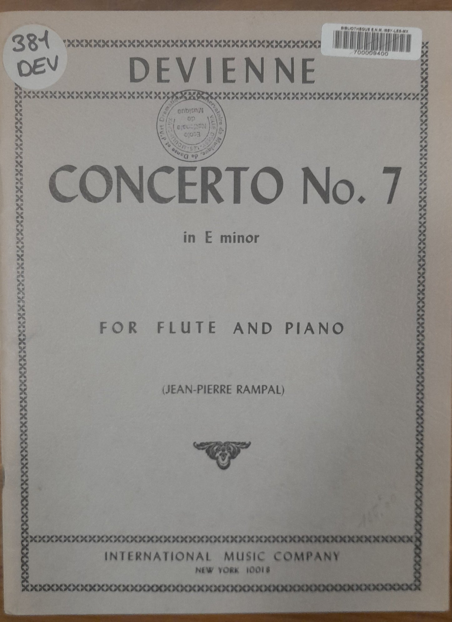 Devienne François Concerto n°7 in E minor for flute and piano