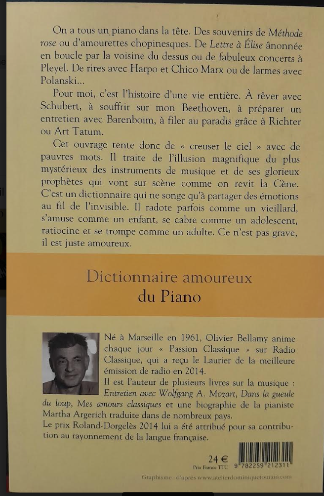 Dictionnaire amoureux du piano livre d'Olivier Bellamy-3000 partitions, livres et vinyles d'occasion en vente sur notre site internet gastonmusicclub.fr Gaston Music Store