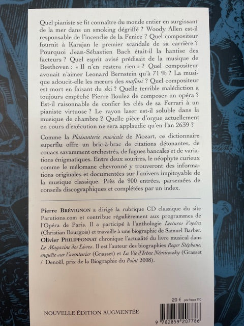 Dictionnaire superflu de la musique classique Livre de Pierre Brévignon- 3000 partitions, livres et vinyles d'occasion en vente sur notre site internet gastonmusicclub.fr Gaston Music Store