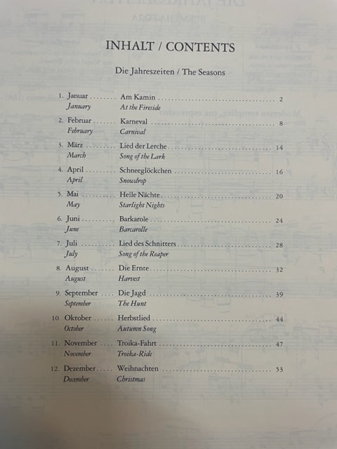 Piotr Tchaïkovsky Les saisons opus 37a partition piano