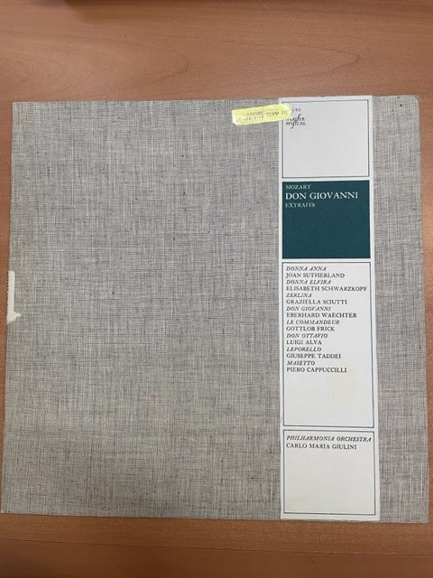 Vinyle Mozart Don Giovanni extraits direction Carlo Maria Giulini - 3000 partitions, livres et vinyles d'occasion en vente sur notre site internet gastonmusicclub.fr Gaston Music Store