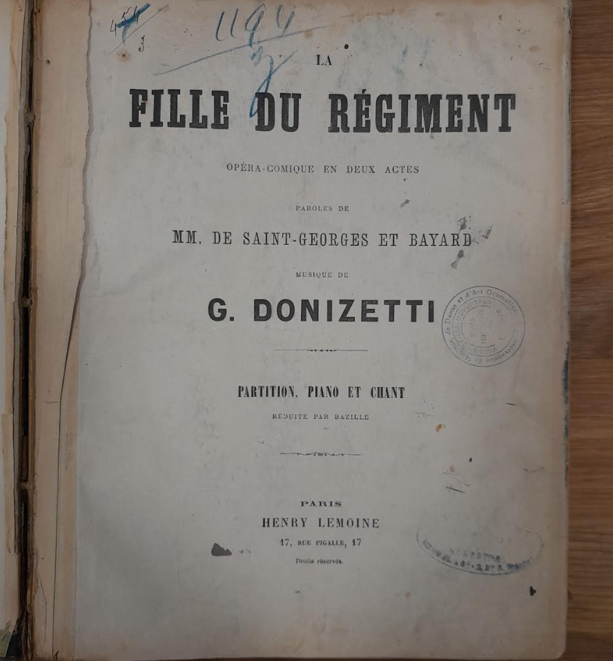 Donizetti G. La fille du régiment, opéra-comique en 2 actes (édition reliée) réduction piano voix