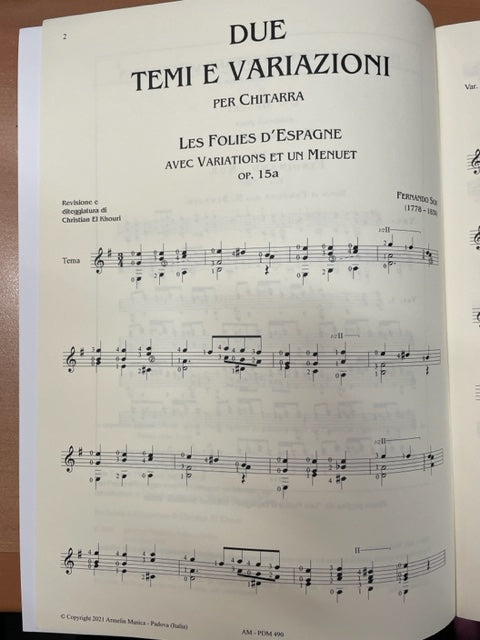 Fernando Sor Due Temi e variazioni per chitarra