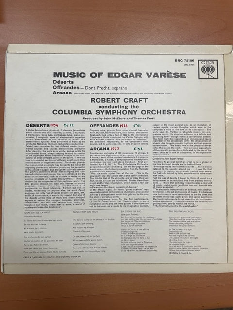 Vinyle Edgar Varèse Déserts - Offrandes - Arcana