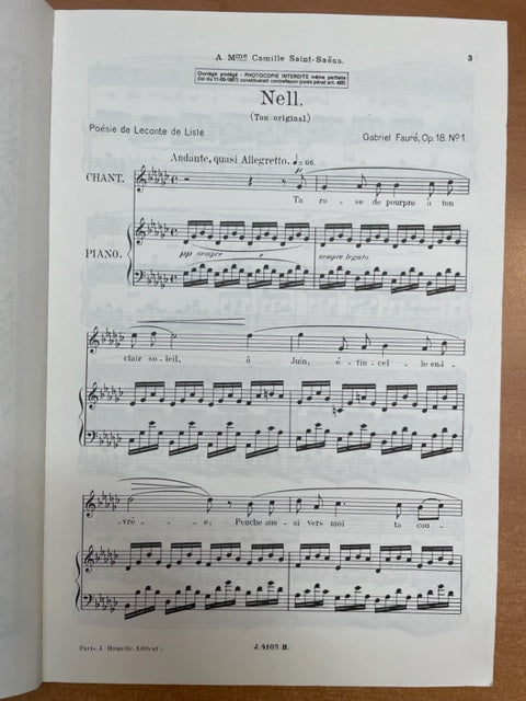 Gabriel Fauré 20 Mélodies volume 2 - pour soprano et piano- 3000 partitions, livres et vinyles d'occasion en vente sur notre site internet gastonmusicclub.fr Gaston Music Store
