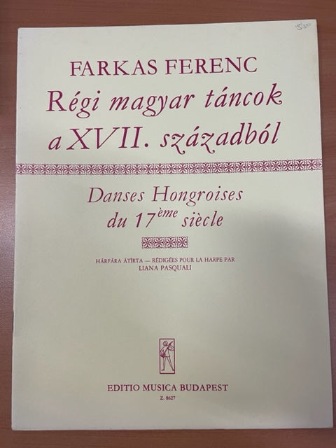 Farkas Ferenc Danses hongroises du 17e siècle pour harpe -3000 partitions, livres et vinyles d'occasion en vente sur notre site internet gastonmusicclub.fr Gaston Music Store