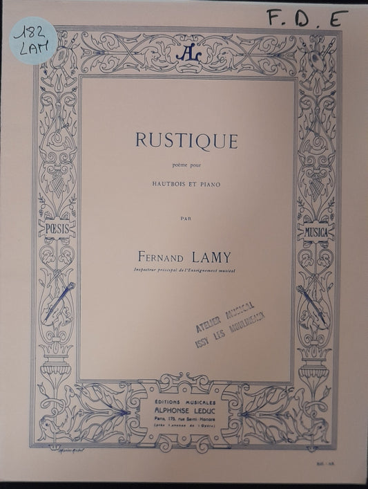 Fernand Lamy Rustique partition pour hautbois et piano