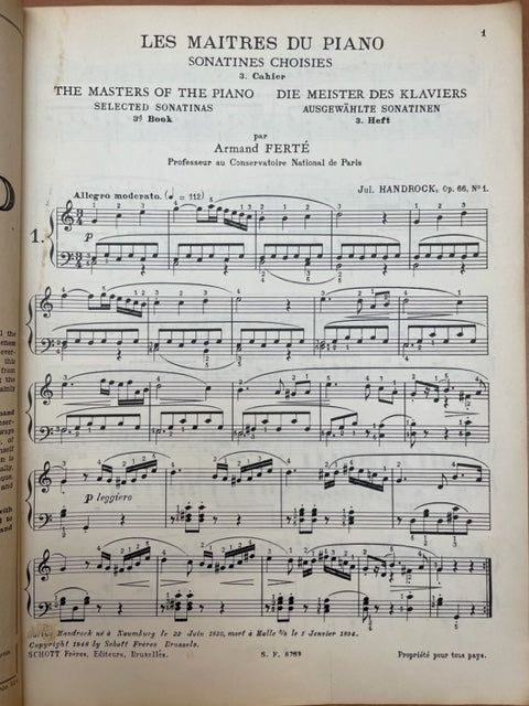 Armand Ferté Sonatines choisies volume 3 pour piano