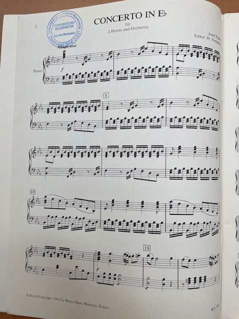 Josef Fiala Concerto en mib majeur pour 2 ccors et orchestre Réduction piano-3000 partitions, livres et vinyles d'occasion en vente sur notre site internet gastonmusicclub.fr Gaston Music Store