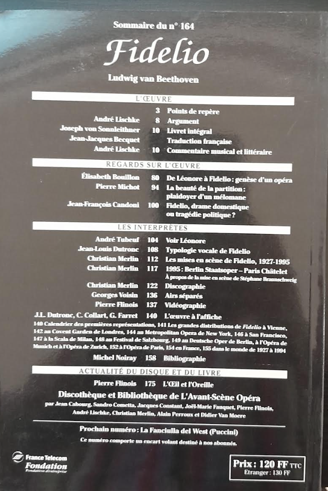 Beethoven Fidelio. Revue "Avant-scène" opéra n° 164-3000 partitions, livres et vinyles d'occasion en vente sur notre site internet gastonmusicclub.fr Gaston Music Store