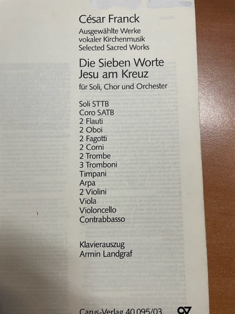 César Franck Die Sieben Worte Jesu am Kreuz - Les 7 Dernières Paroles du Christ piano chant