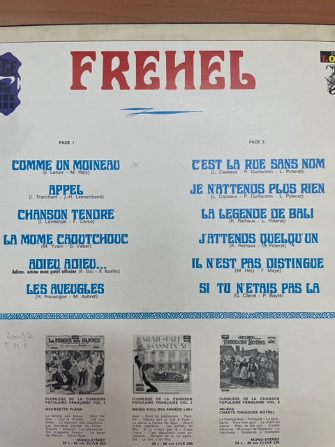 Vinyle Frehel Florilège n°4 de la chanson populaire française 3000 partitions, livres et vinyles d'occasion en vente sur notre site internet gastonmusicclub.fr Gaston Music Store