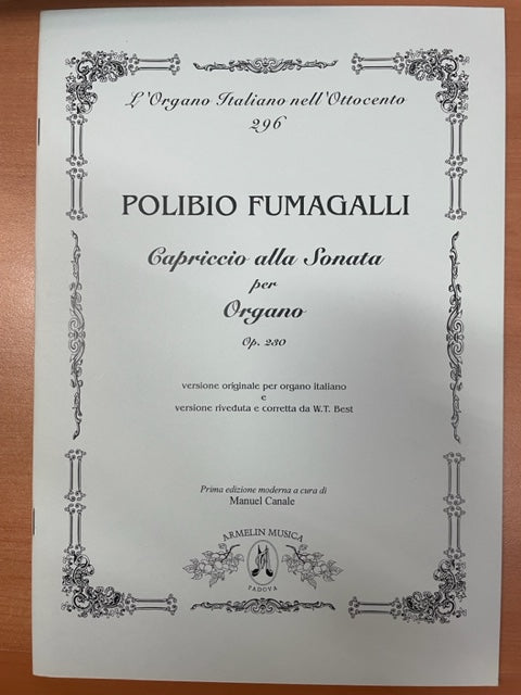 Polibio Fumagali Capriccioalla sonata per organo opus 230- 3000 partitions, livres et vinyles d'occasion en vente sur notre site internet gastonmusicclub.fr Gaston Music Store