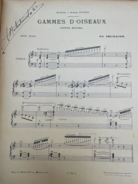 Thuillier Gammes d'oiseaux, caprice original partition piano