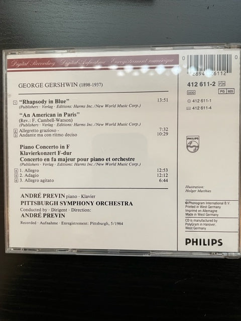CD George Gershwin Rhapsody in Blue - An american in Paris - Concerto en fa majeur-3000 partitions, livres et vinyles d'occasion en vente sur notre site internet gastonmusicclub.fr Gaston Music Store