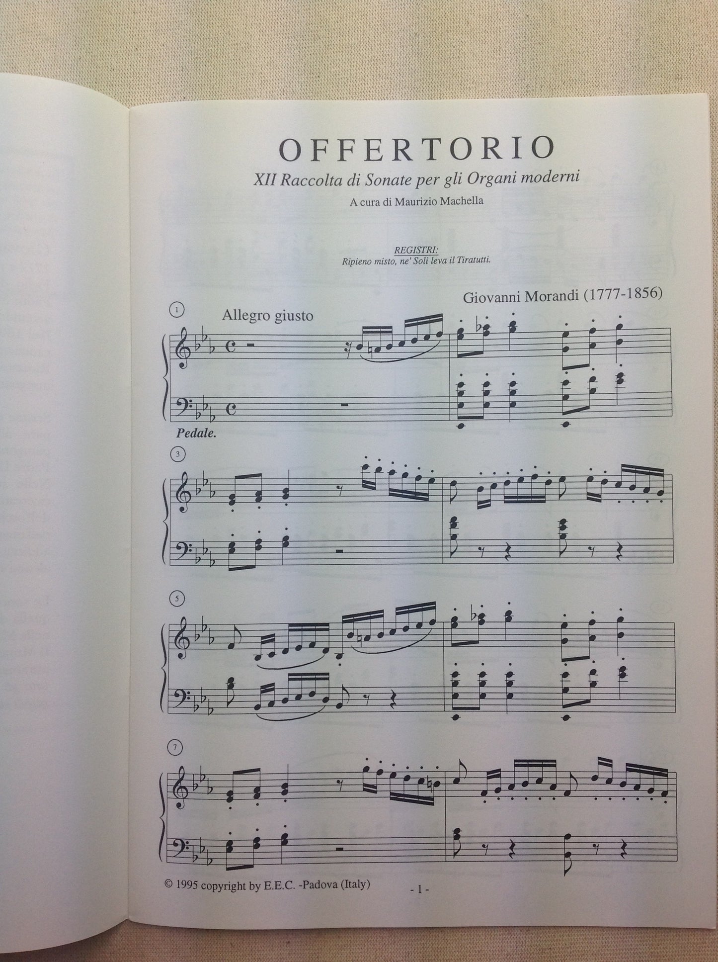 Giovanni Morandini Partition pour orgue Offertorio en mi bémol majeur
