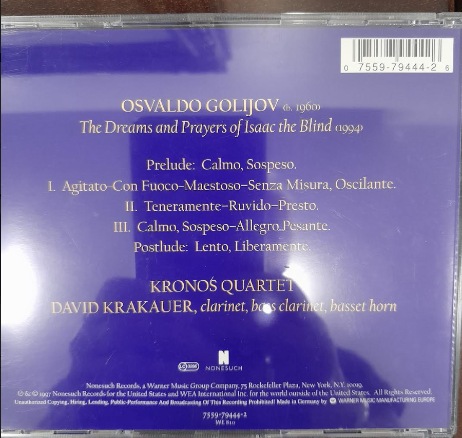 CD de Osvaldo Golijov The dreams and prayers of Isaac the blind- 3000 partitions, livres et vinyles d'occasion en vente sur notre site internet gastonmusicclub.fr Gaston Music Store