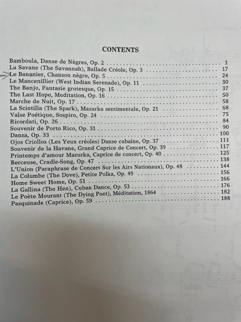 Gottschalk Collected works for piano- 3000 partitions, livres et vinyles d'occasion en vente sur notre site internet gastonmusicclub.fr Gaston Music Store