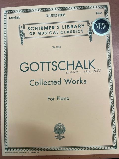 Gottschalk Collected works for piano- 3000 partitions, livres et vinyles d'occasion en vente sur notre site internet gastonmusicclub.fr Gaston Music Store