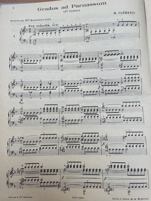 Clementi Gradus ad Parnassum 1er cahier partition piano- 3000 partitions, livres et vinyles d'occasion en vente sur notre site internet gastonmusicclub.fr Gaston Music Store