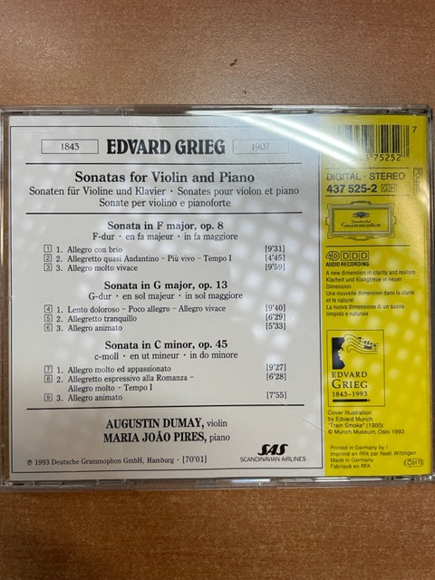 CD Edvard Grieg Sonates pour violon opus 8, 13 et 45