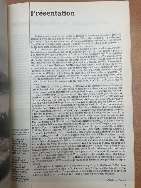 Rossini Guillaume Tell - Revue Avant-scène opéra n° 118-3000 partitions, livres et vinyles d'occasion en vente sur notre site internet gastonmusicclub.fr Gaston Music Store
