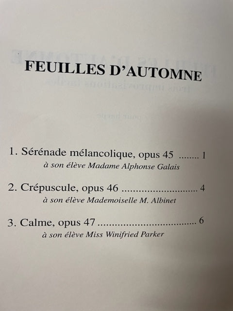 Alphonse Hasselmans Feuilles d'automne trois improvisations faciles pour harpe-3000 partitions, livres et vinyles d'occasion en vente sur notre site internet gastonmusicclub.fr Gaston Music Store