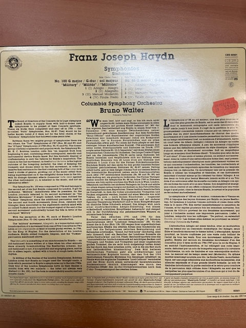 Vinyle Joseph Haydn Symphonie n°88 en sol majeur - n°100 en sol majeur- 3000 partitions, livres et vinyles d'occasion en vente sur notre site internet gastonmusicclub.fr Gaston Music Store