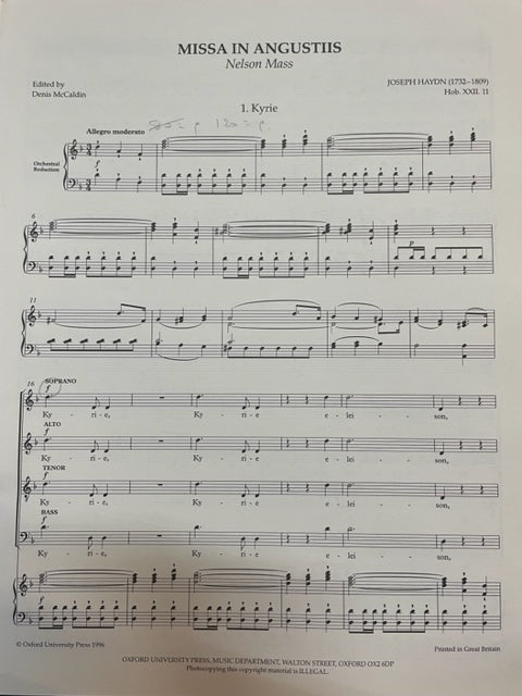 Joseph Haydn Missa In Angustiis Nelson-Messe Hob 22-11 - vocal score