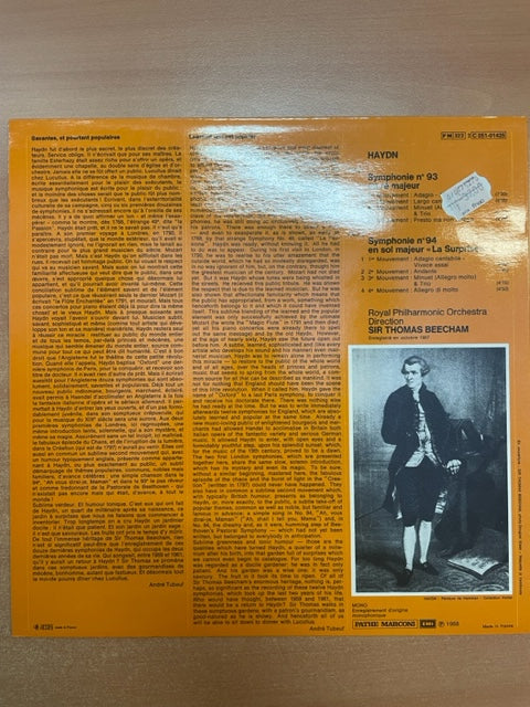 Vinyle Joseph Haydn Symphonies n°93 & n°94 La Surprise