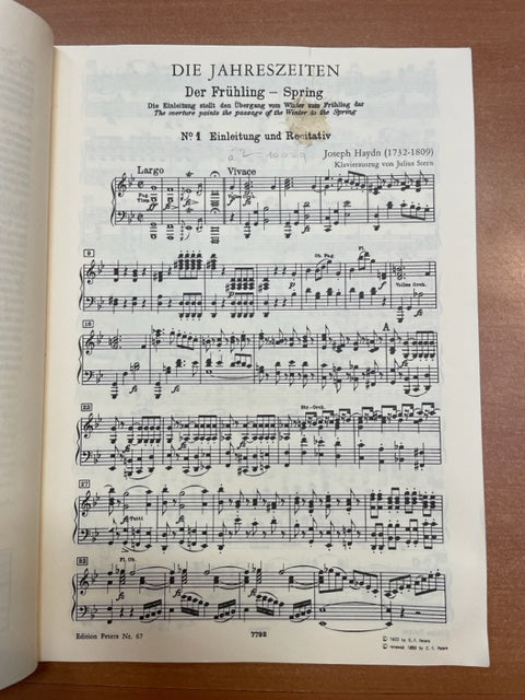 Joseph Haydn Die Jahreszeiten - Les saisons réduction piano- 3000 partitions, livres et vinyles d'occasion en vente sur notre site internet gastonmusicclub.fr Gaston Music Store