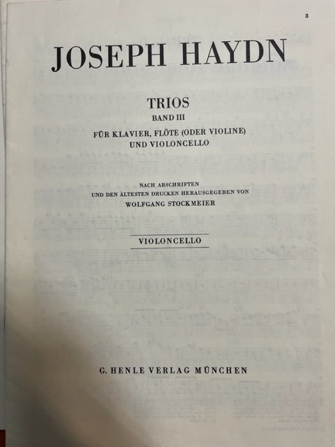Joseph Haydn Klavier-Trios volume 3 : Flötentrios pour flute, violoncelle et piano