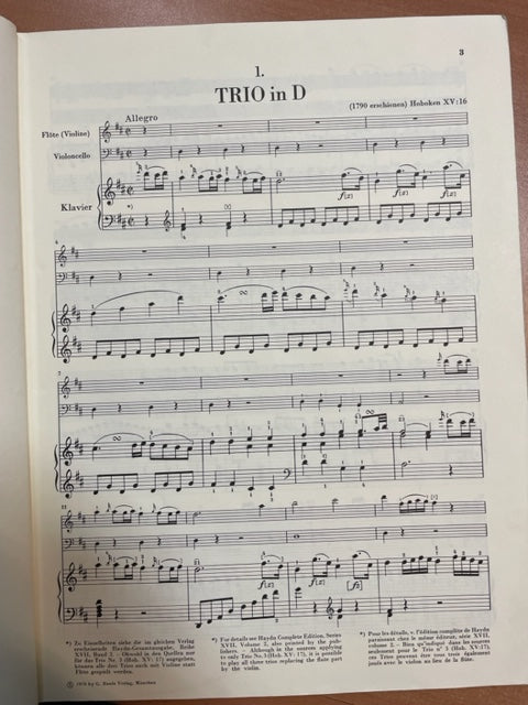 Joseph Haydn Klavier-Trios volume 3 : Flötentrios pour flute, violoncelle et piano