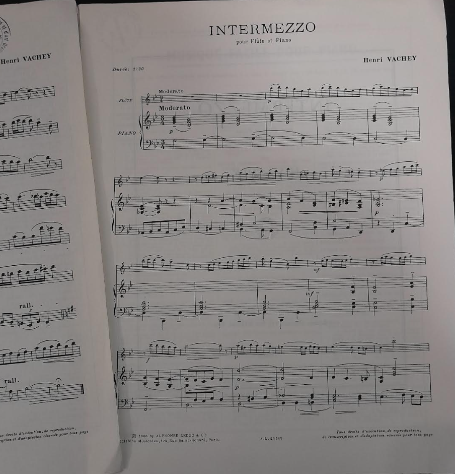 Henri Vachey Intermezzo pour flûte et piano