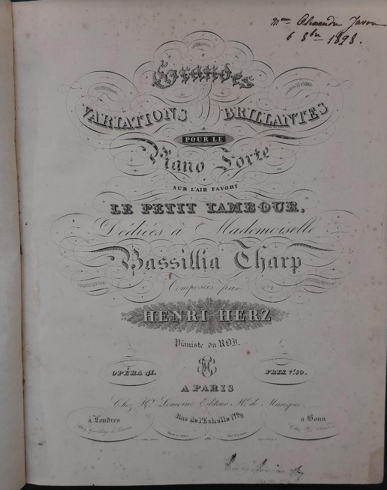 Henri Herz Grandes variations brillantes pour le piano-forte-3000 partitions, livres et vinyles d'occasion en vente sur notre site internet gastonmusicclub.fr Gaston Music Store