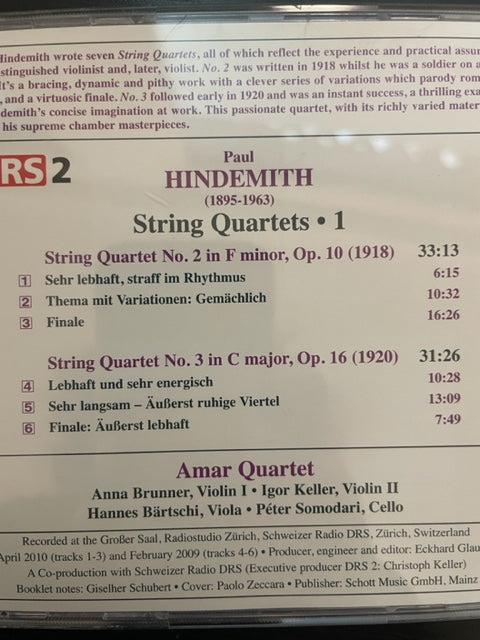 CD Paul Hindemith Amar Quartet String quartets n°2 & n°3-3000 partitions, livres et vinyles d'occasion en vente sur notre site internet gastonmusicclub.fr Gaston Music Store