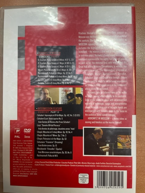 DVD Horowitz in Moscow documentaire- 3000 partitions, livres et vinyles d'occasion en vente sur notre site internet gastonmusicclub.fr Gaston Music Store