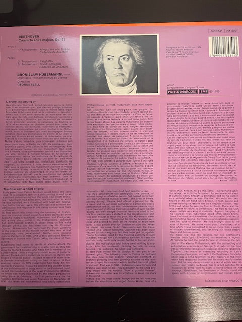 Vinyle Beethoven George Szell Concerto pour violon-3000 partitions, livres et vinyles d'occasion en vente sur notre site internet gastonmusicclub.fr Gaston Music Store