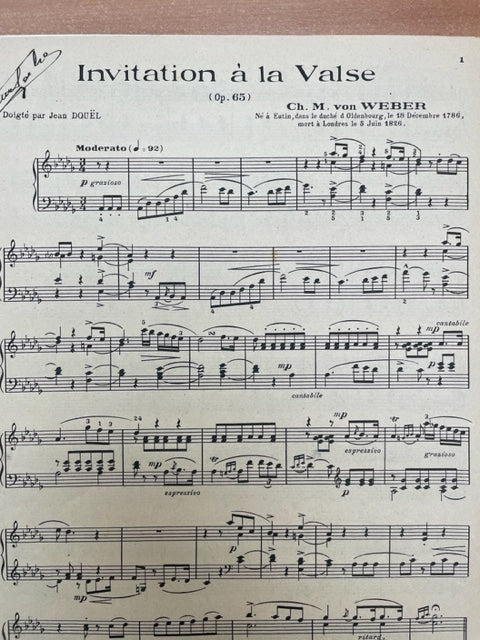 Weber C.M. (von) Invitation à la valse partition piano