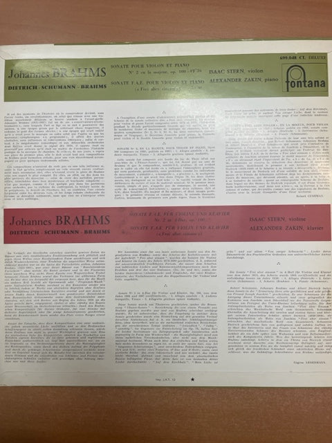 Vinyle Isaac Stern Brahms Sonate pour violon et piano- 3000 partitions, livres et vinyles d'occasion en vente sur notre site internet gastonmusicclub.fr Gaston Music Store